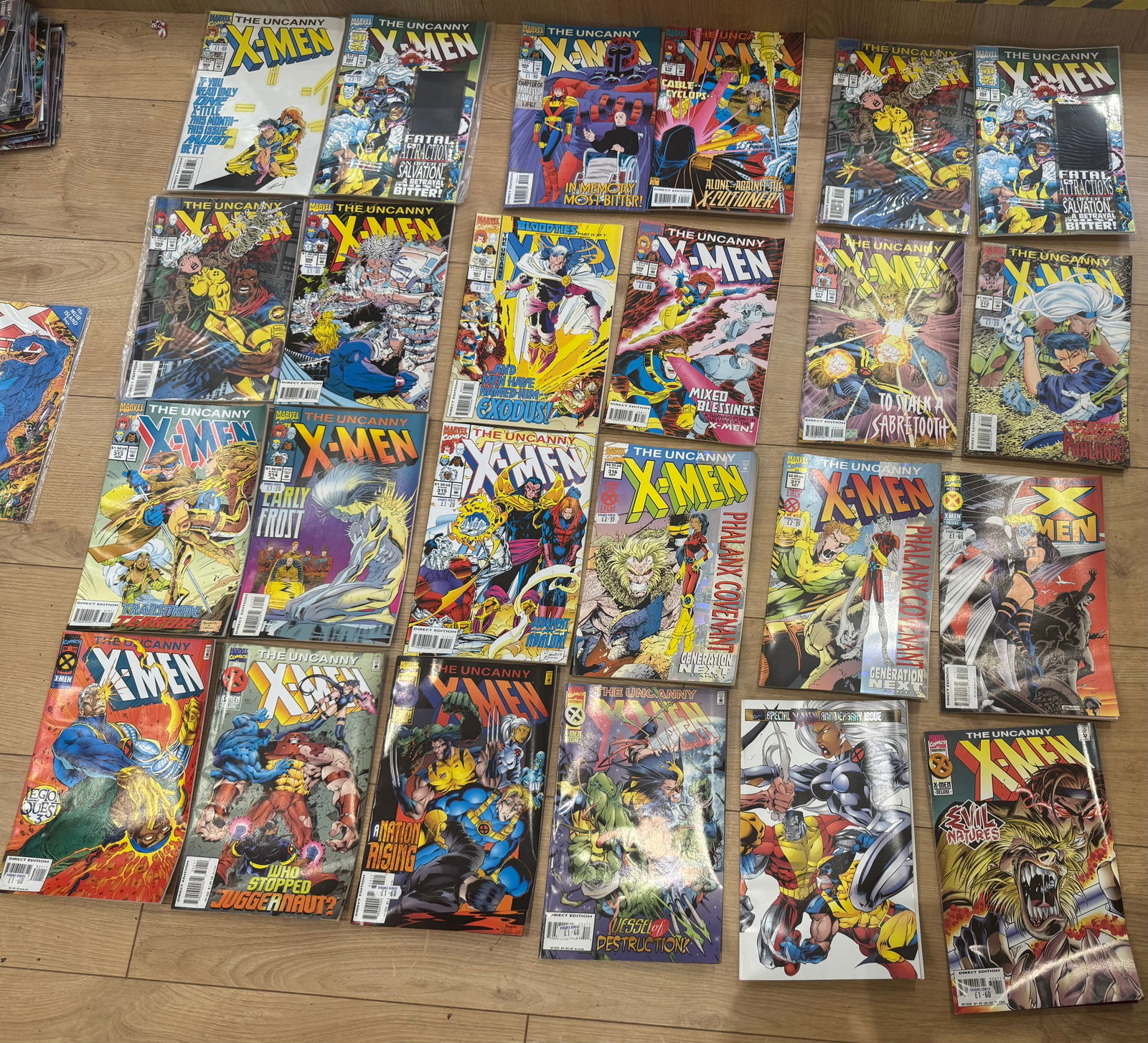 24x Comics' X-Force issues: A large collection of original X-Force comic book issues published by Marvel Comics, primarily from the early 1990s era. This is the classic, high-energy period of X-Force featuring bold artwork,