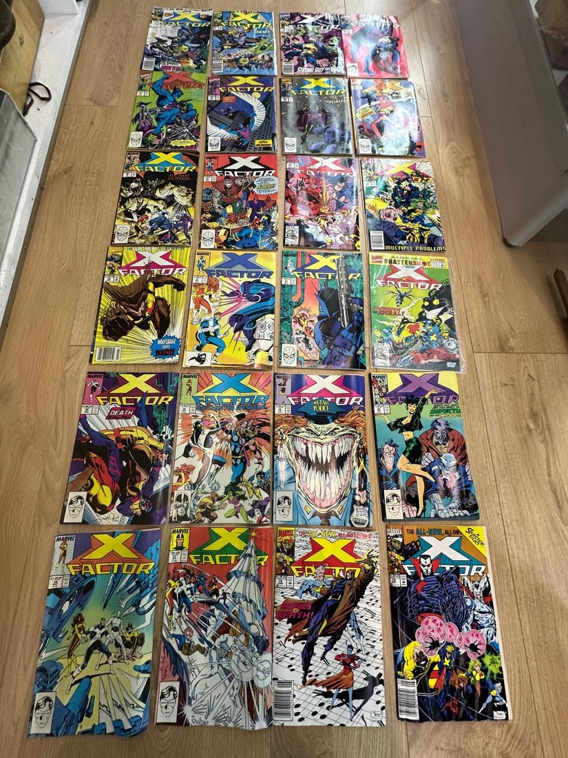 24 X-Factor Comic Book Collection (Marvel, 1990s): A large collection of Marvel X-Factor comic book issues, primarily from the 1990s era, featuring the mutant team in its action-packed, fan-favourite period. These issues showcase classic Marvel