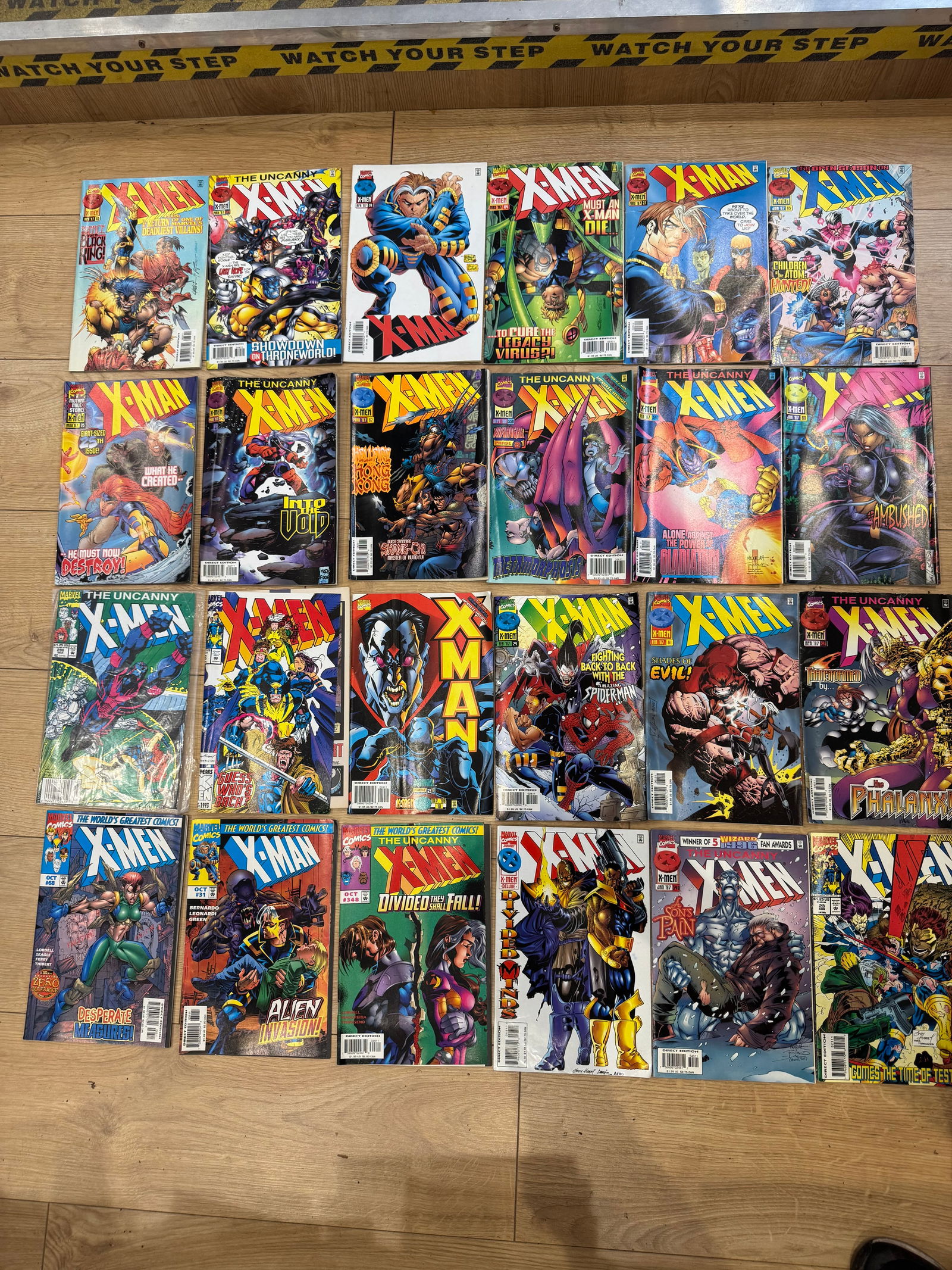 24 X-Men Comic Book Lot: A collection of Marvel X-Men comic book issues, mainly from the late 1980s 1990s, featuring classic storylines, popular characters, and iconic artwork from one of Marvel most successful series.
