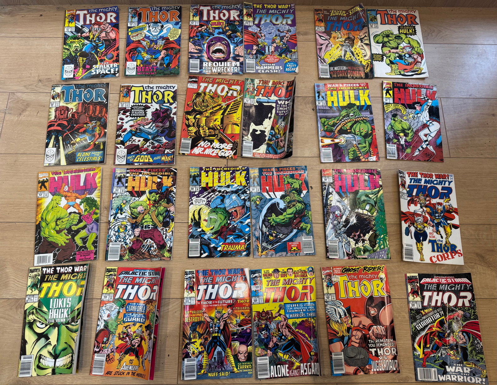 24 Marvel The Mighty Thor Comic Lot: A mixed vintage Marvel comic lot focused on The Mighty Thor, dating mainly from the late 1970s through the 1980s,