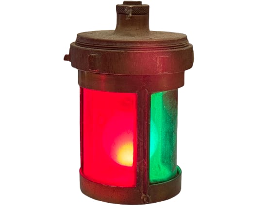 bicolour navigation light, typically used on boats and vessels: Has some light marks. Overall condition is good.