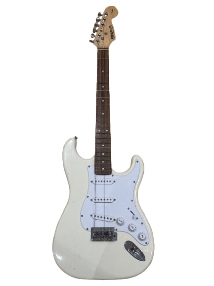 Fender Standard Starcaster White guitar: The Fender Standard Starcaster is a timeless electric guitar that blends classic style with modern performance. Featuring a sleek poplar body with a gloss finish and a comfortable Modern C-shaped