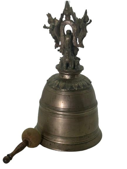 Bronze Ritual Bell with Finial Handle, Tibetan: Bronze Ritual Bell with Finial Handle, Tibetan