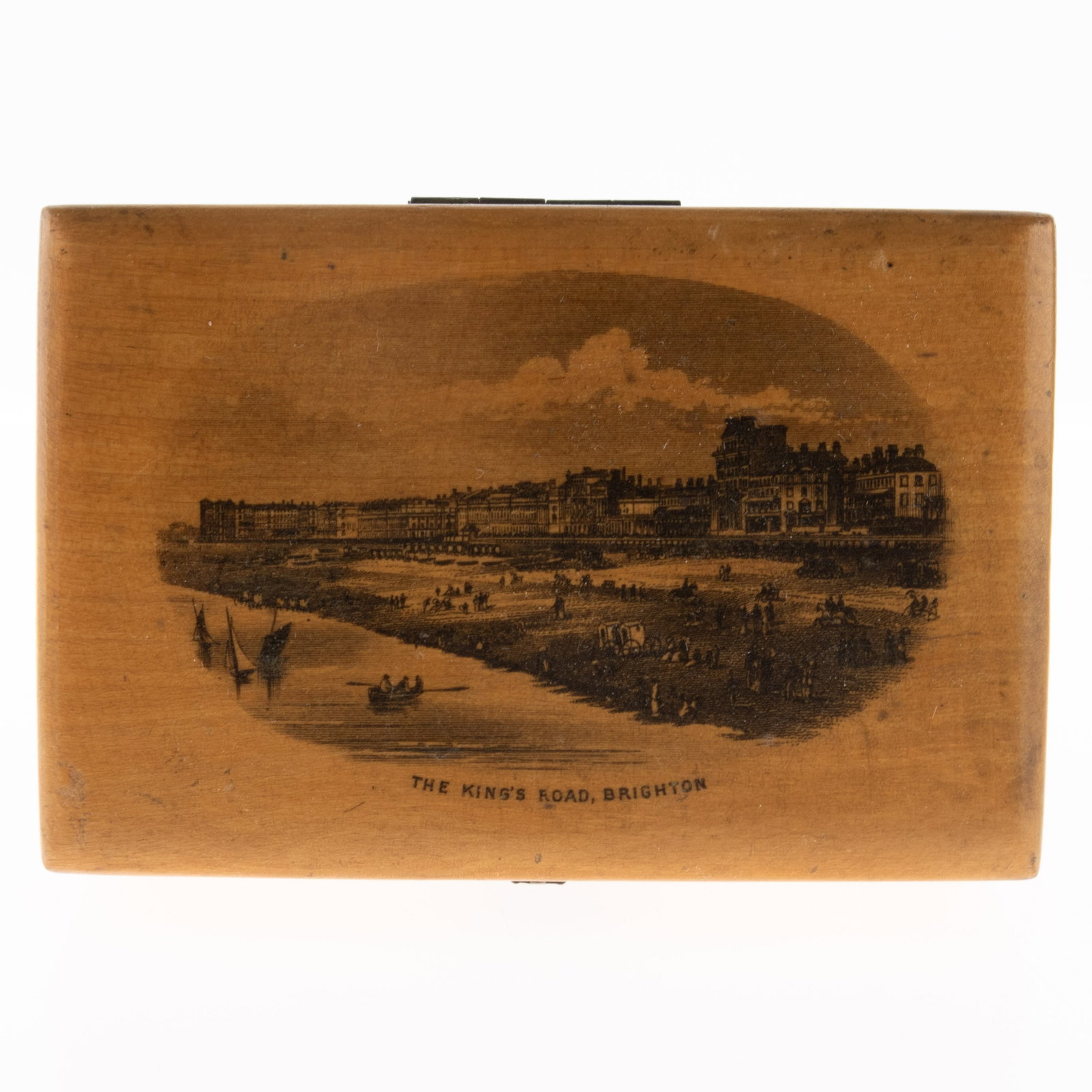 Antique Victorian Mauchline Ware Wooden Box Depicting The King'S Road, Brighton (1 of 3)