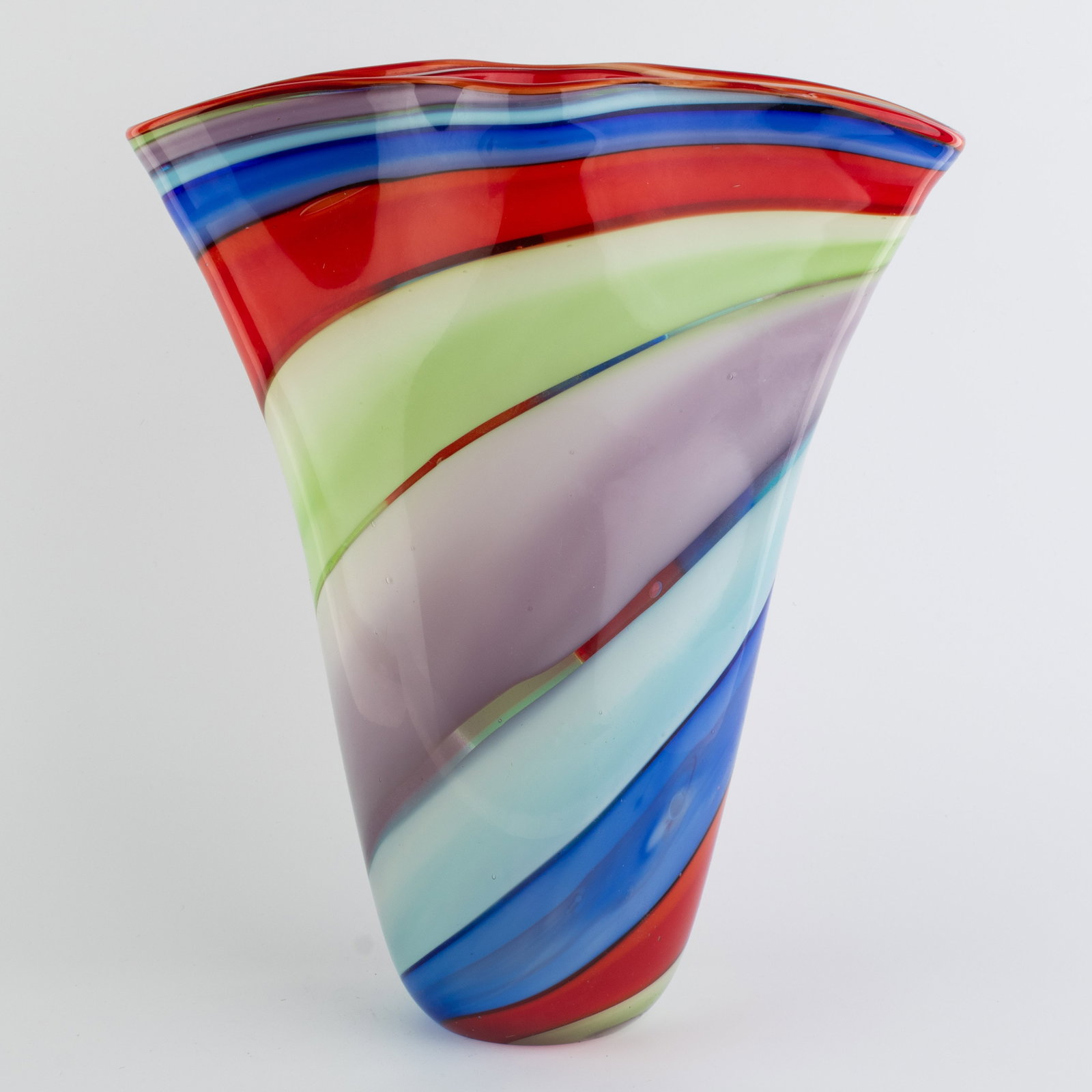 Mid Century Large Murano Hand Blown Venetian Glass Swirl Vase (1 of 2)