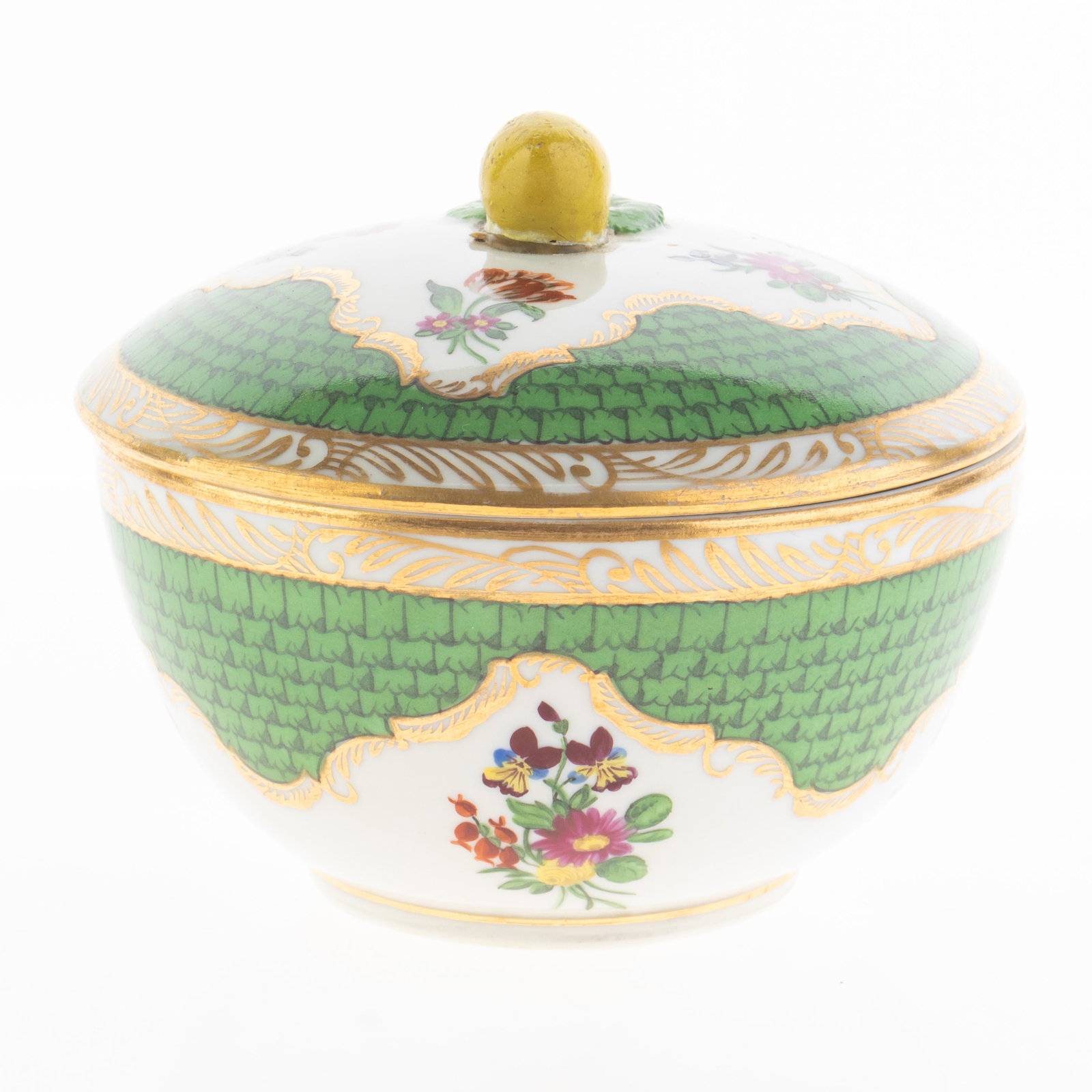 Antique Hand Painted Dresden German Porcelain Lidded Sugar Bowl 19Th Century: Height: 10.0 cm, Width: 12.0 cm. It is the responsibility of the Buyer to carefully examine each lot and form their own judgment regarding its condition, description, provenance, and authenticity prio