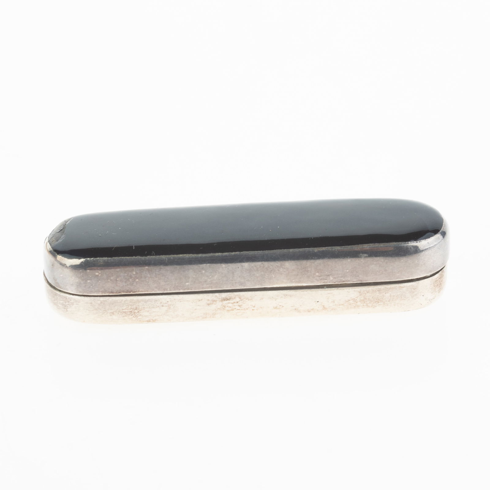 Antique Engine-Turned Silver Enameled Pill Box (1 of 1)