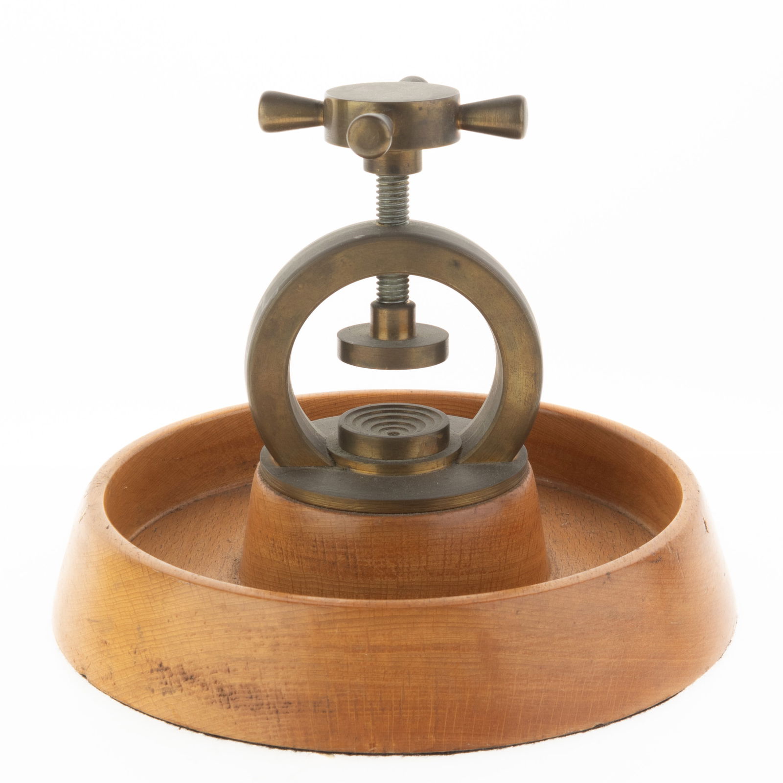 Mid Century Screw-Type Bronze Nutcracker Press Bowl (1 of 2)