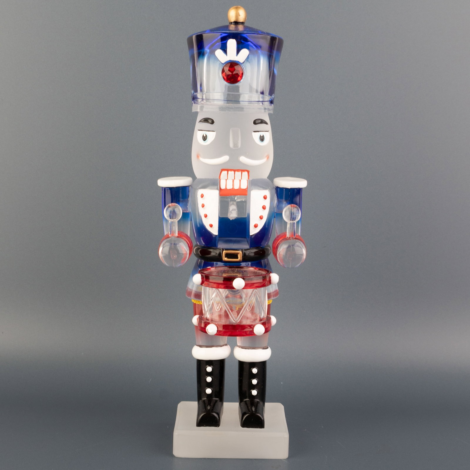 Vintage Novelty Frosted Glass Christmas Nutcracker Drummer (1 of 3)