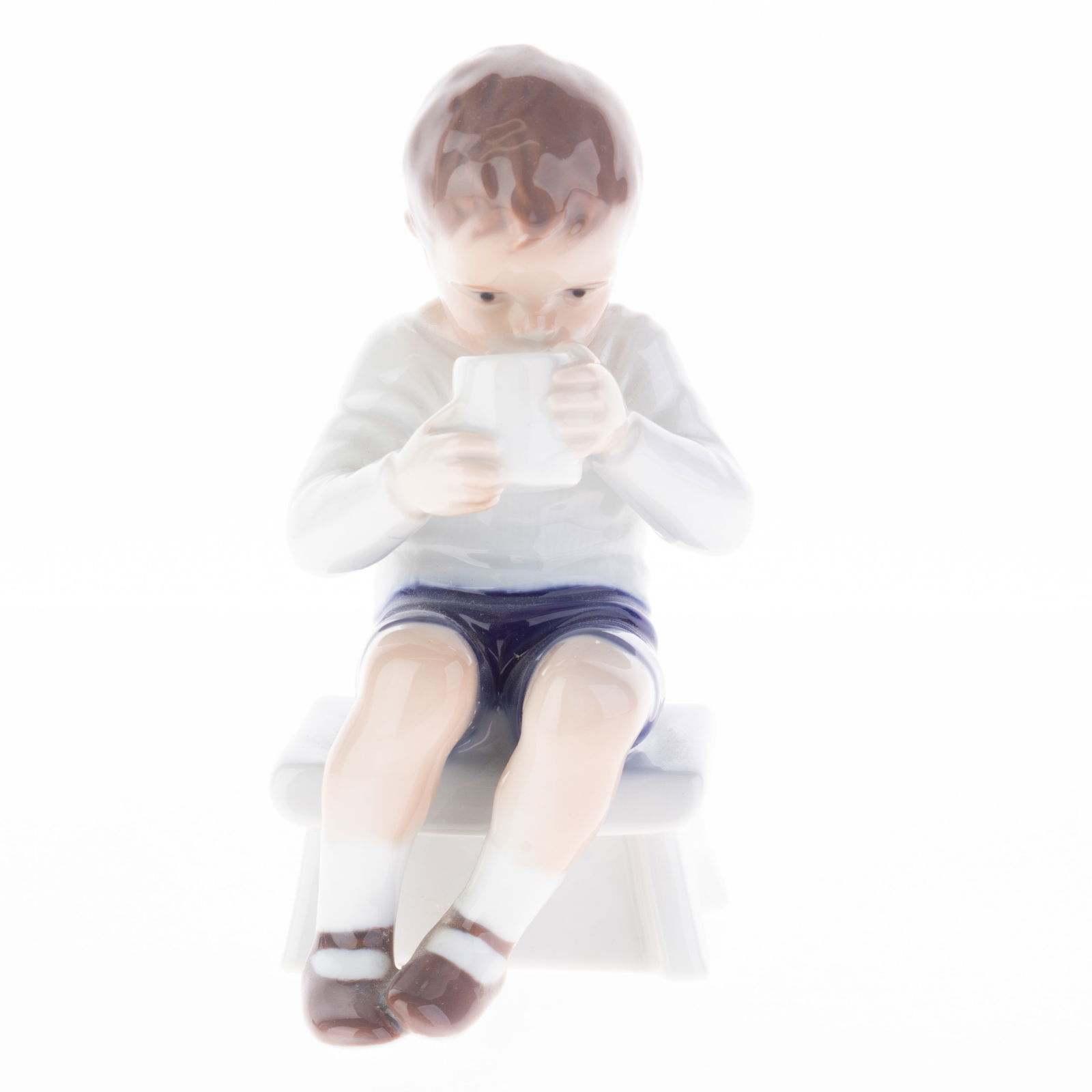 Royal Copenhagen Bing & Grondahl Fine Danish Porcelain Figurine "Victor Boy Drinking From Cup" (1 of 5)