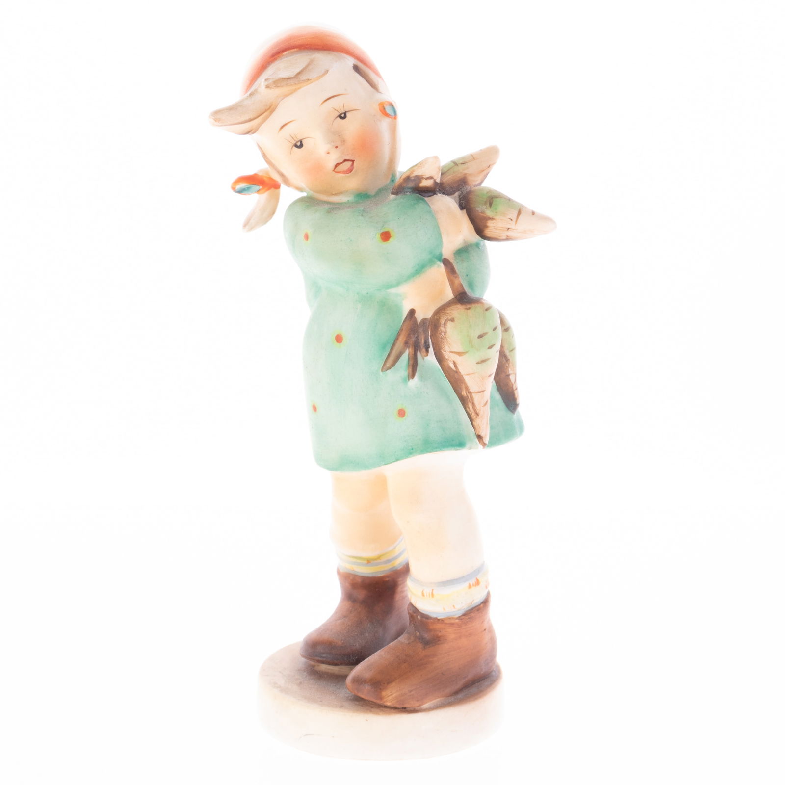 Mid Century West German Hummel Style Hand Painted Figurine: Height: 16.5 cm, Width: 9.0 cm. It is the responsibility of the Buyer to carefully examine each lot and form their own judgment regarding its condition, description, provenance, and authenticity prior