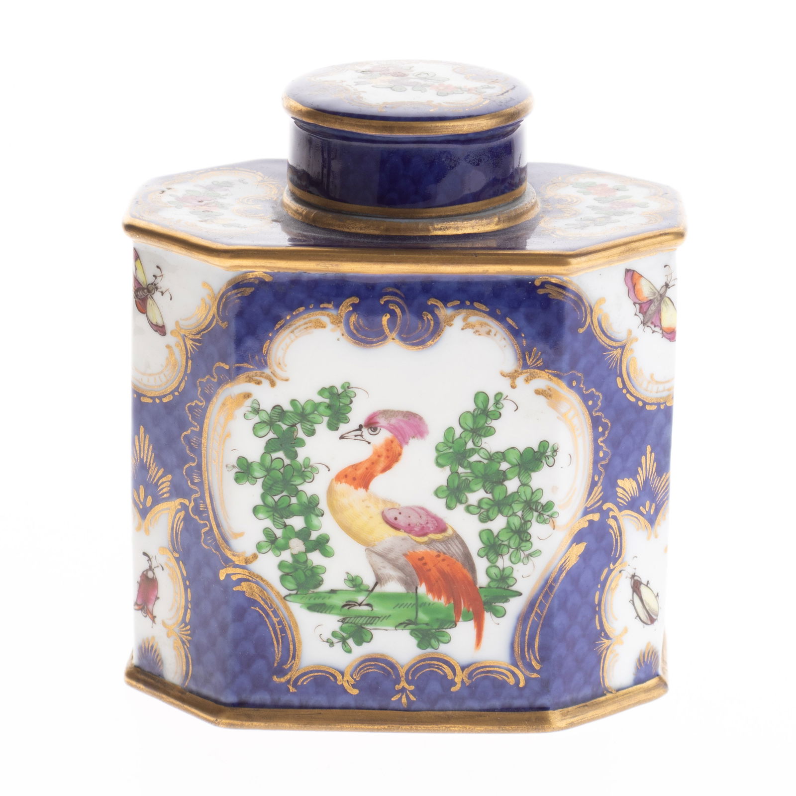 Antique Samson Paris Porcelain Tea Caddy Hand Painted With Exotic Bird & Insect Panels 19Th Century (1 of 5)