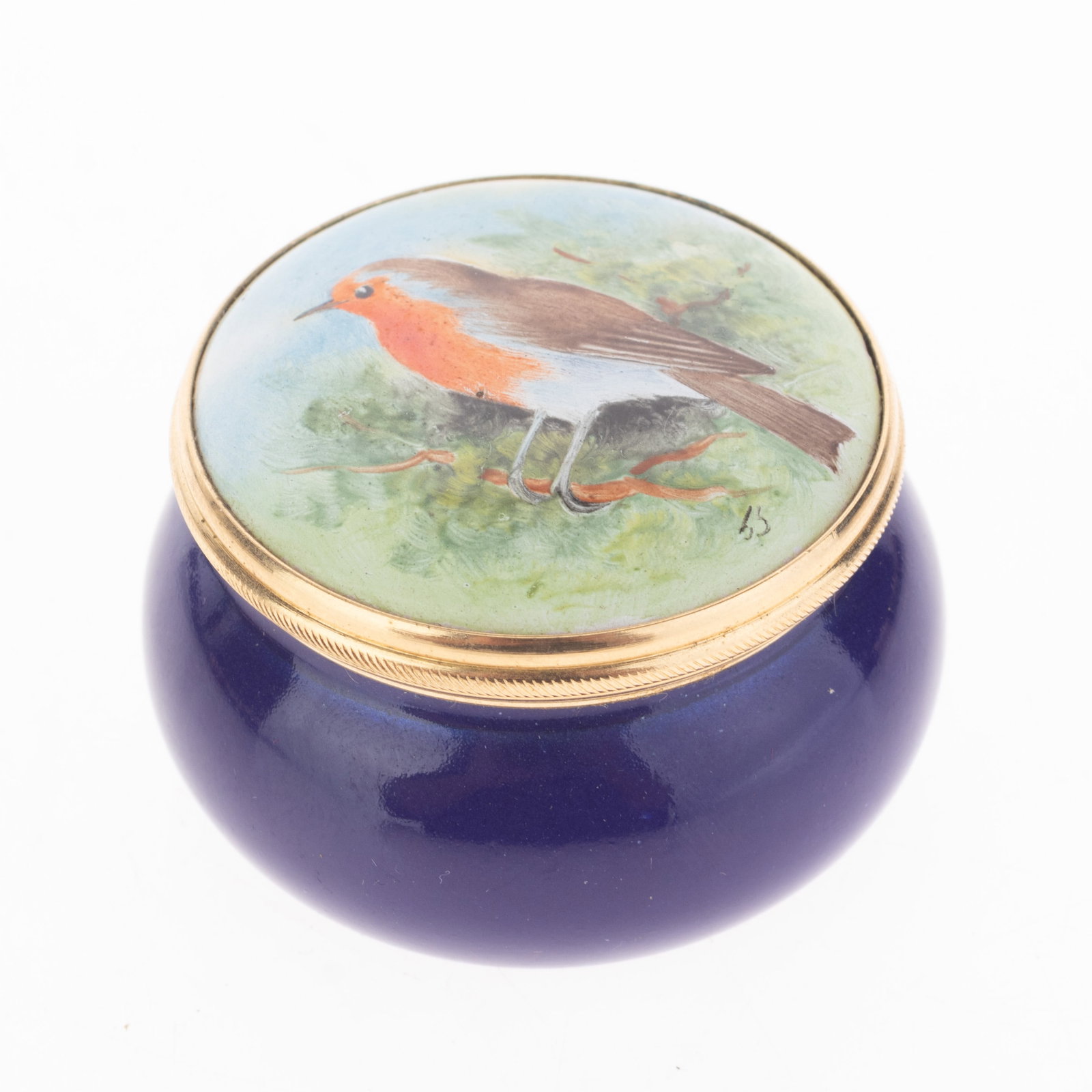 Graham Payne Studios Worcester Hand Painted & Enamelled Robin Bird Signed Pill Box: Height: 4.0 cm, Width: 4.5 cm. It is the responsibility of the Buyer to carefully examine each lot and form their own judgment regarding its condition, description, provenance, and authenticity prior