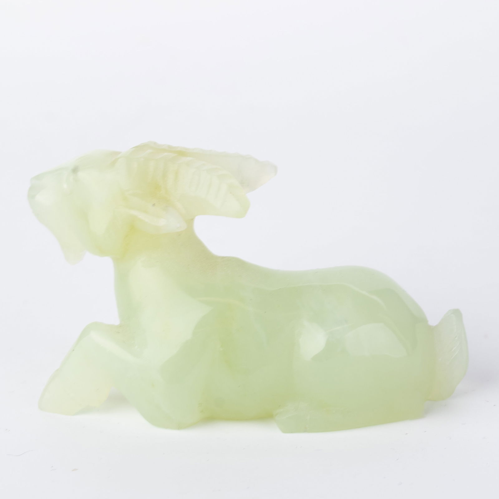 Antique Chinese Hand Carved Jade Recumbent Goat Sculpture (1 of 4)