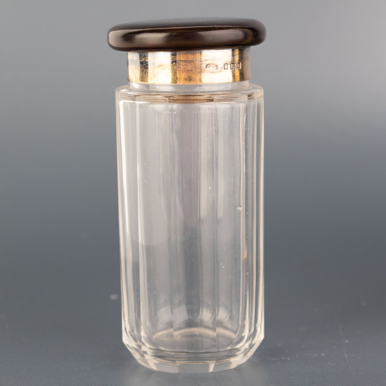 Antique Art Deco Glass Vanity Jar With Sterling Silver & Faux Tortoise Shell Top Circa 1925 (1 of 3)