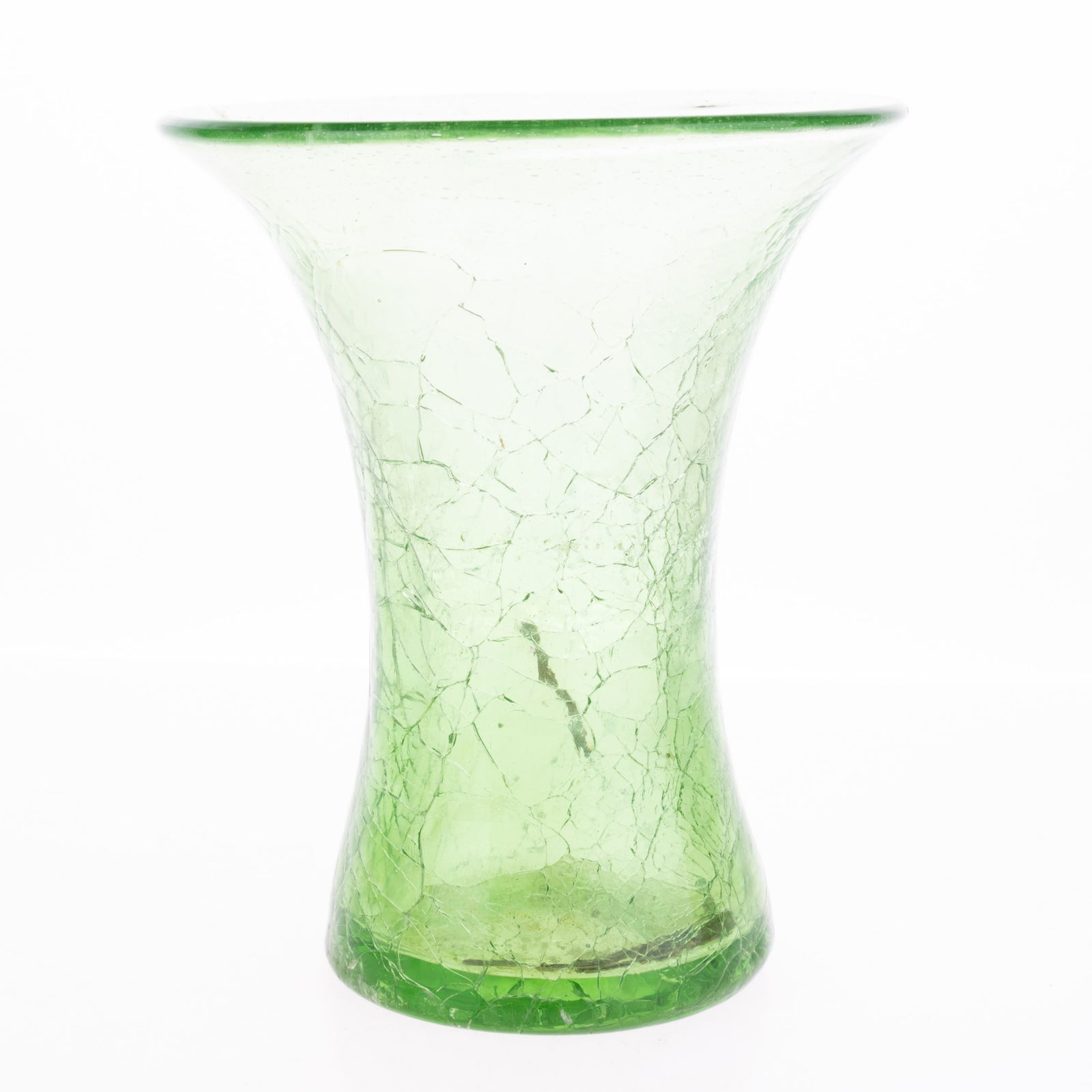 Art Deco 1930'S Uranium Green Crackle Glass Vase (1 of 3)