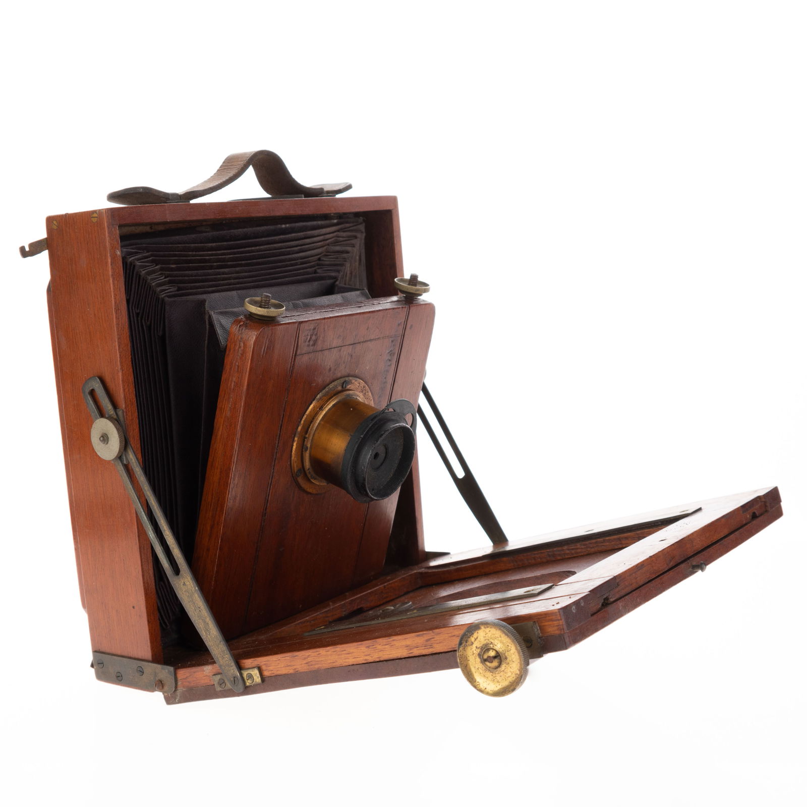 Antique Victorian Early Photography Mahogany & Brass Folding Half Plate Field Camera 19Th Century (1 of 4)