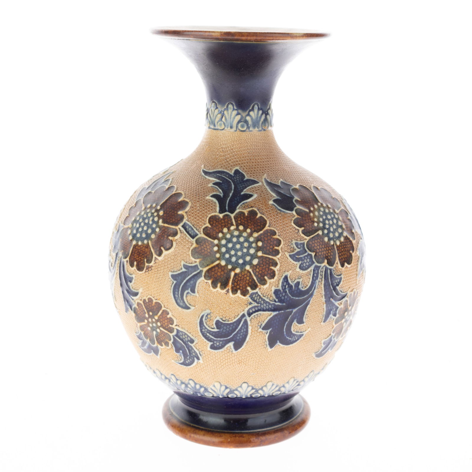 Antique Doulton Lambeth Hand Painted Stoneware Pottery Vase 19Th Century (1 of 3)