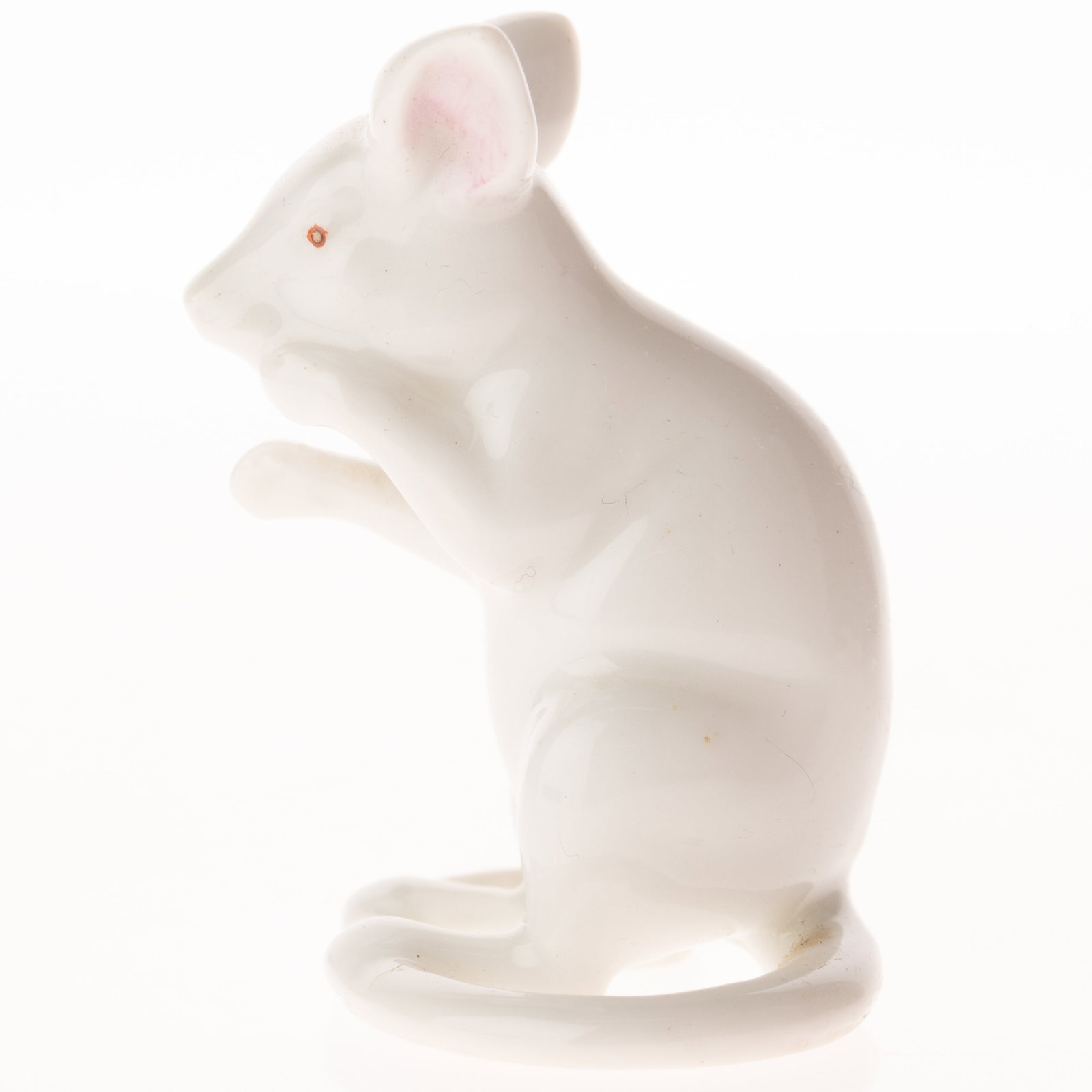 Antique German Bisque Porcelain Seated White Mouse Figurine Model Early 20Th Century: (Height: 4.5 cm, Width: 3.5 cm) It is the responsibility of the Buyer to carefully examine each lot and form their own judgment regarding its condition, description, provenance, and authenticity prior