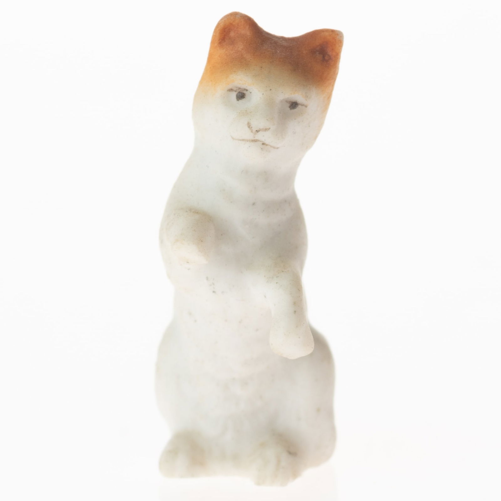 Antique German Hand Painted Bisque Porcelain Seated Ginger Cat Figurine Model Early 20Th Century: (Height: 2.6 cm, Width: 1.6 cm) It is the responsibility of the Buyer to carefully examine each lot and form their own judgment regarding its condition, description, provenance, and authenticity prior
