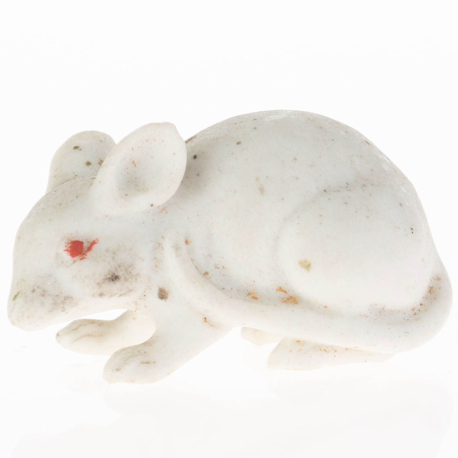 Antique German Hand Painted Bisque Porcelain White Mouse Figurine Model Early 20Th Century: (Height: 2.0 cm, Width: 4.1 cm) It is the responsibility of the Buyer to carefully examine each lot and form their own judgment regarding its condition, description, provenance, and authenticity prior
