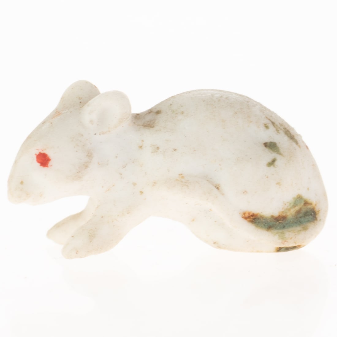 Antique German Hand Painted Bisque Porcelain White Mouse Figurine Model Early 20Th Century: (Height: 1.1 cm, Width: 2.2 cm) It is the responsibility of the Buyer to carefully examine each lot and form their own judgment regarding its condition, description, provenance, and authenticity prior