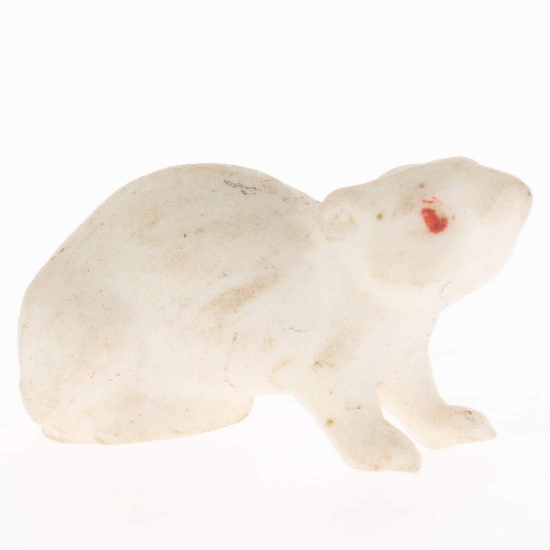 Antique German Hand Painted Bisque Porcelain White Mouse Figurine Model Early 20Th Century: (Height: 1.1 cm, Width: 2.5 cm) It is the responsibility of the Buyer to carefully examine each lot and form their own judgment regarding its condition, description, provenance, and authenticity prior