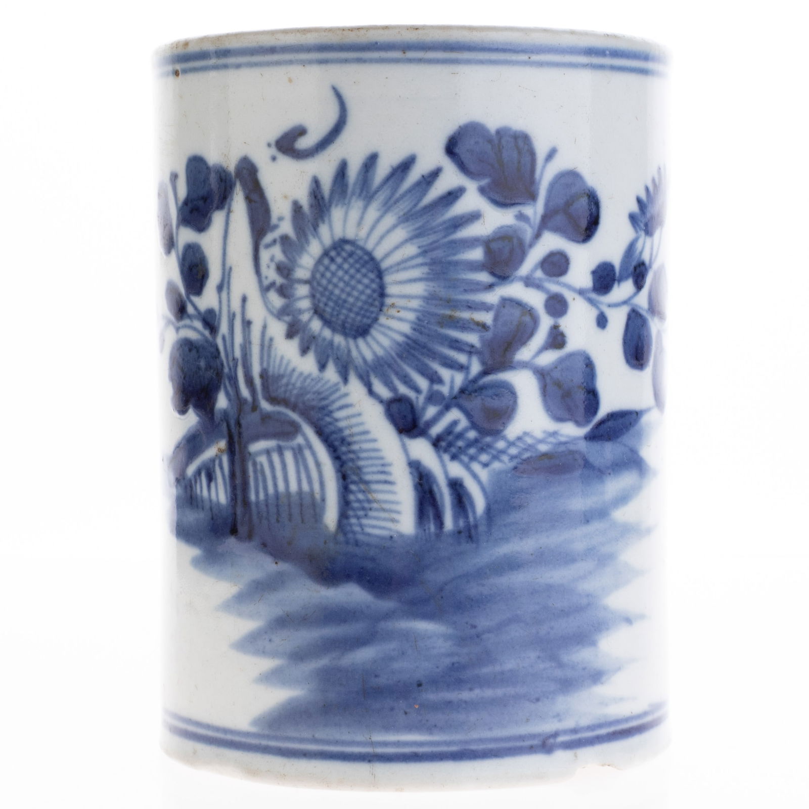 Antique Chinese Blue & White Qing Porcelain Ceramic Brush Pot (1 of 4)