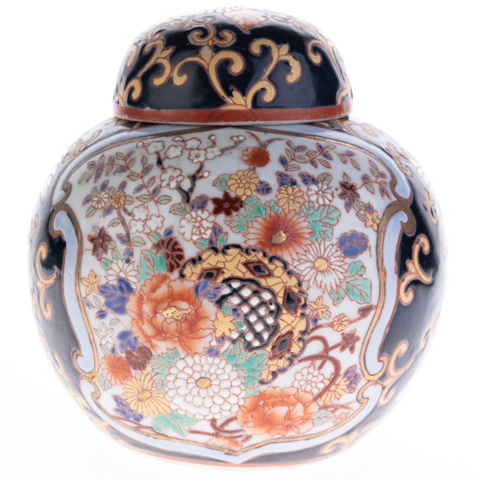 Republic Period Chinese Export Hand Painted Famille Noire Porcelain Ceramic Floral Ginger Jar (1 of 5)
