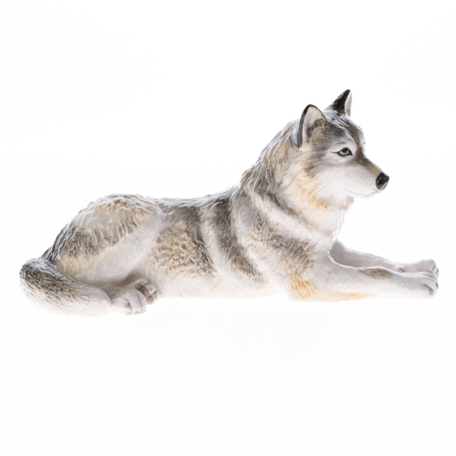 John Beswick Hand Painted Porcelain Grey Lying Wolf Figurine Model Jbdw4 (1 of 5)