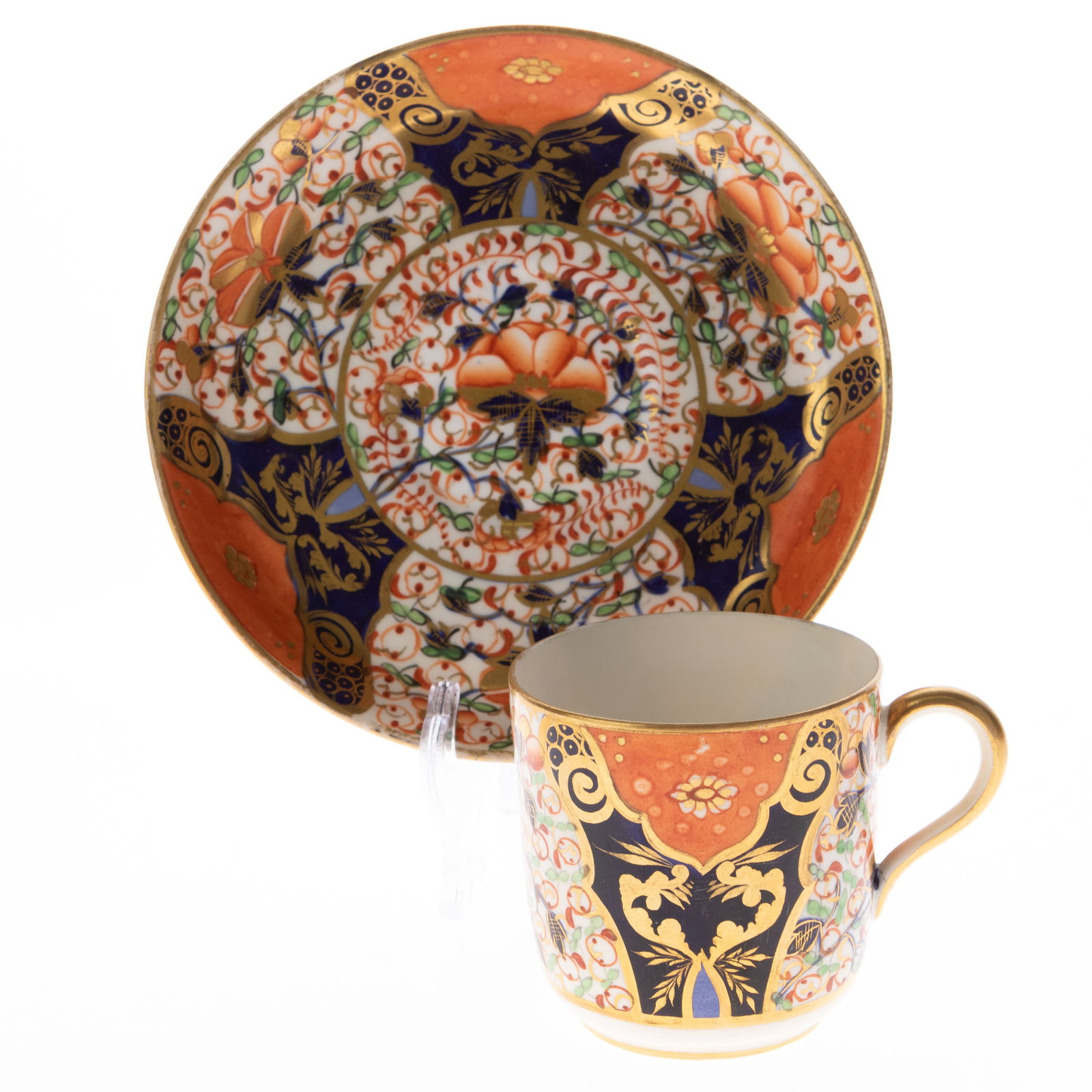 Antique Victorian Davenport Hand Painted Japanese Imari Pattern Cup & Saucer Circa 1880: (Height: 8.0 cm, Width: 12.5 cm) It is the responsibility of the Buyer to carefully examine each lot and form their own judgment regarding its condition, description, provenance, and authenticity prio