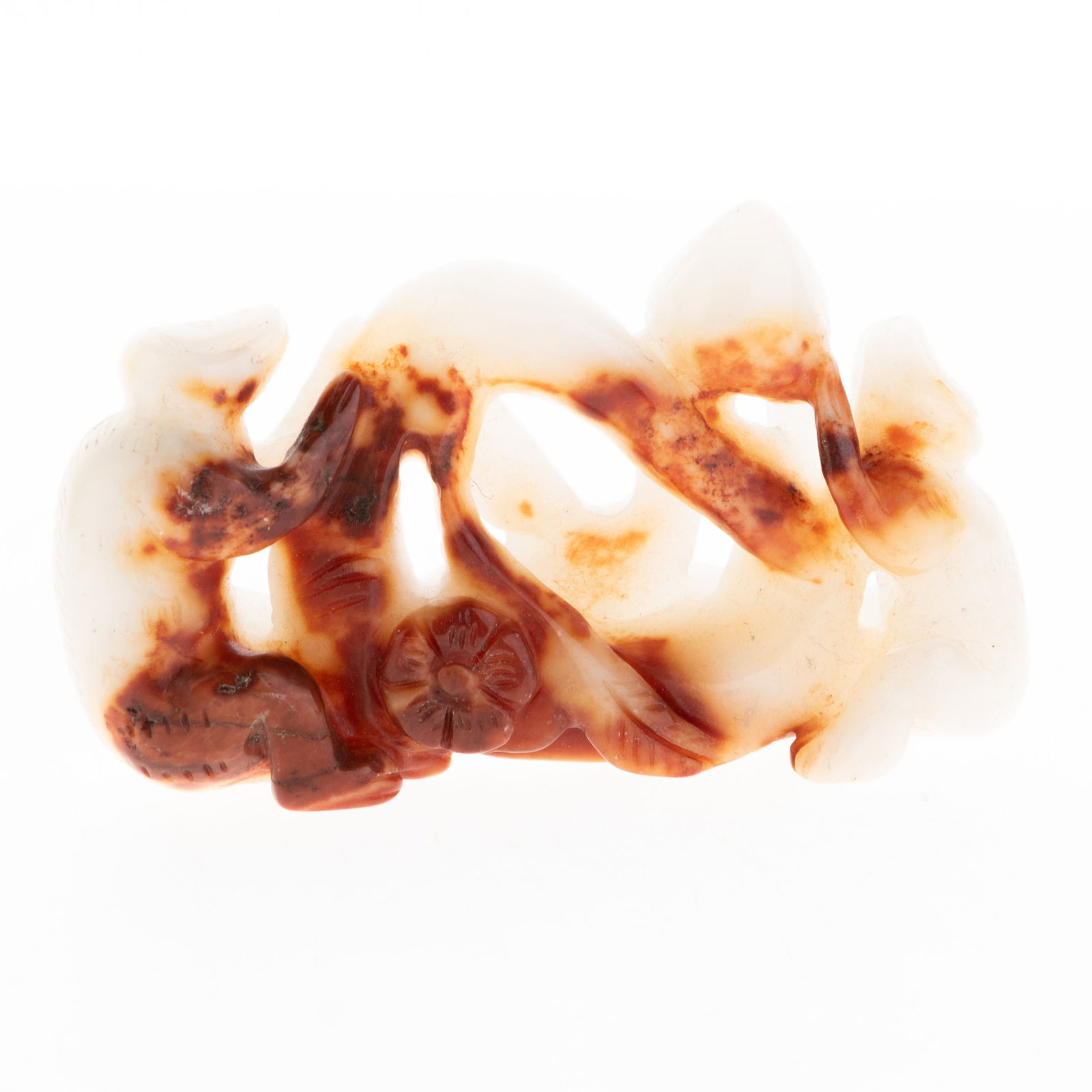 Antique Chinese Celadon & Russet Jade Carving Of Two Monkeys 20Th Century (1 of 5)