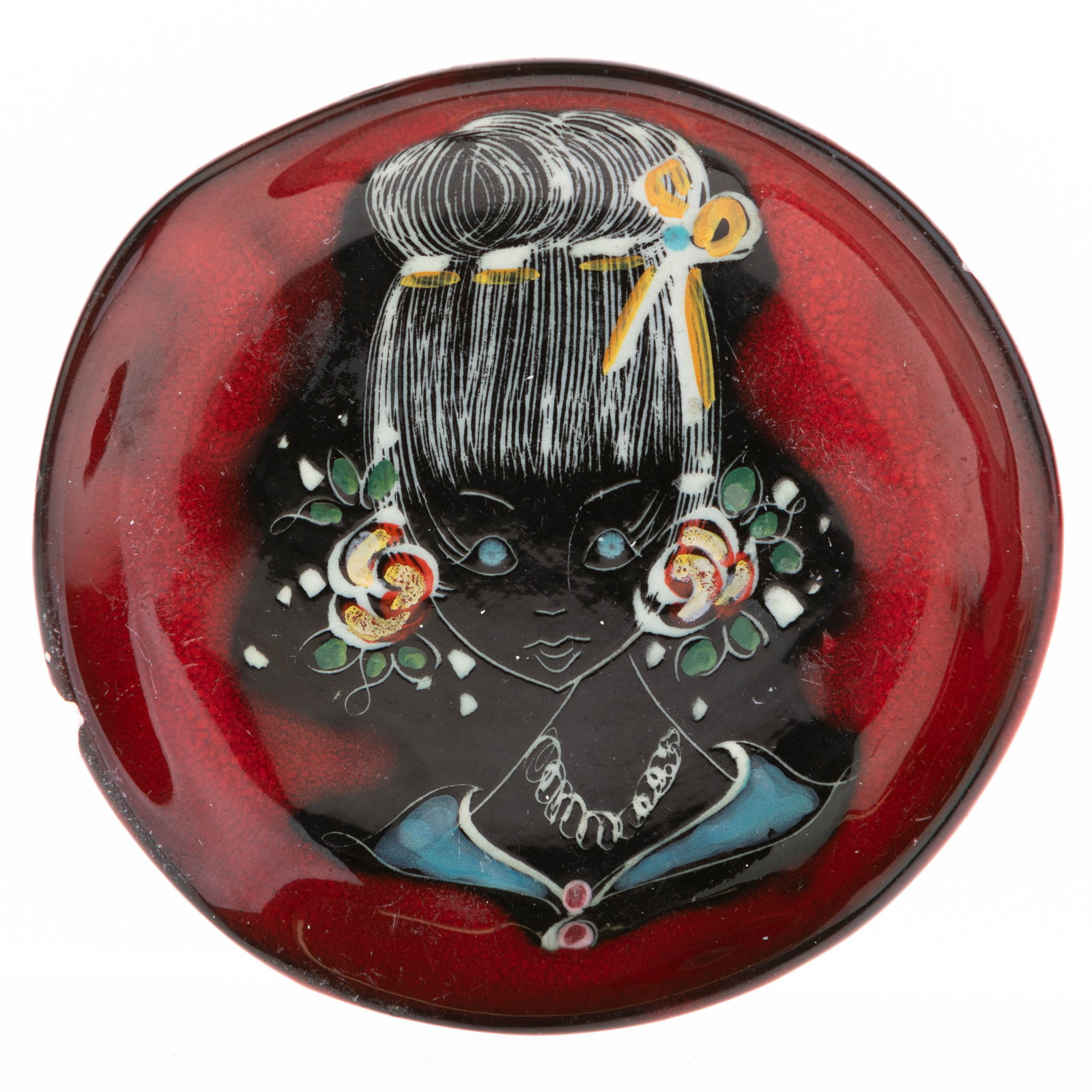 Mid Century Vintage 1960'S Italian San Marino Fantoni Glazed Lava Effect Ceramic Pottery Plate: (Height: 12.0 cm, Width: 12.0 cm) It is the responsibility of the Buyer to carefully examine each lot and form their own judgment regarding its condition, description, provenance, and authenticity pri