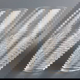 Mid Century "Strata" Drinking Glasses Designed By Jasper Conran For Waterford Crystal: (Height: 14.5 cm, Width: 7.5 cm) It is the responsibility of the Buyer to carefully examine each lot and form their own judgment regarding its condition, description, provenance, and authenticity prio