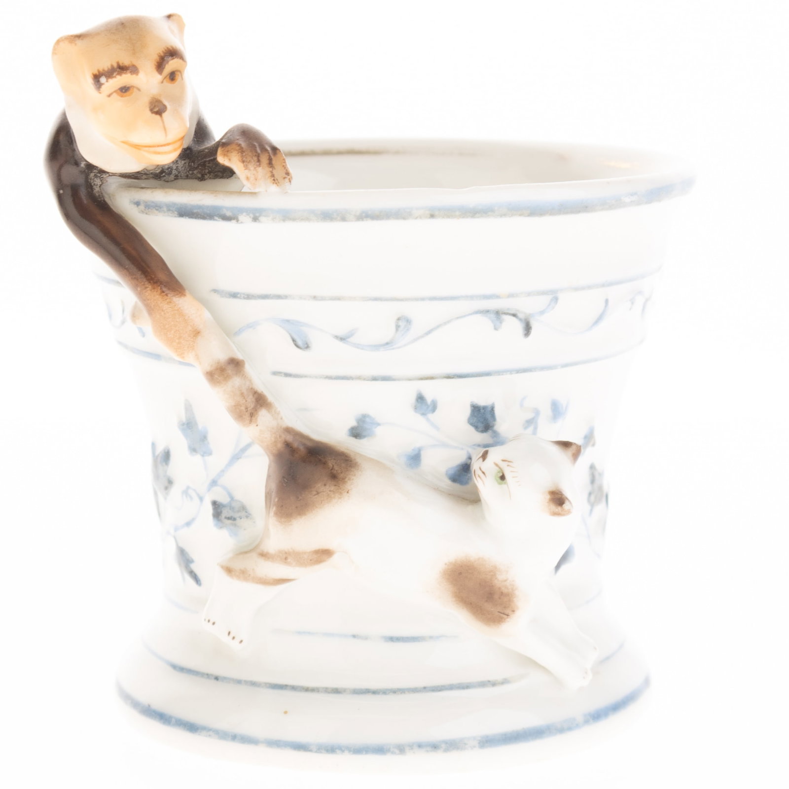Antique German Hand Painted Bisque Porcelain Monkey & Cat Figure Group 19Th Century (1 of 5)