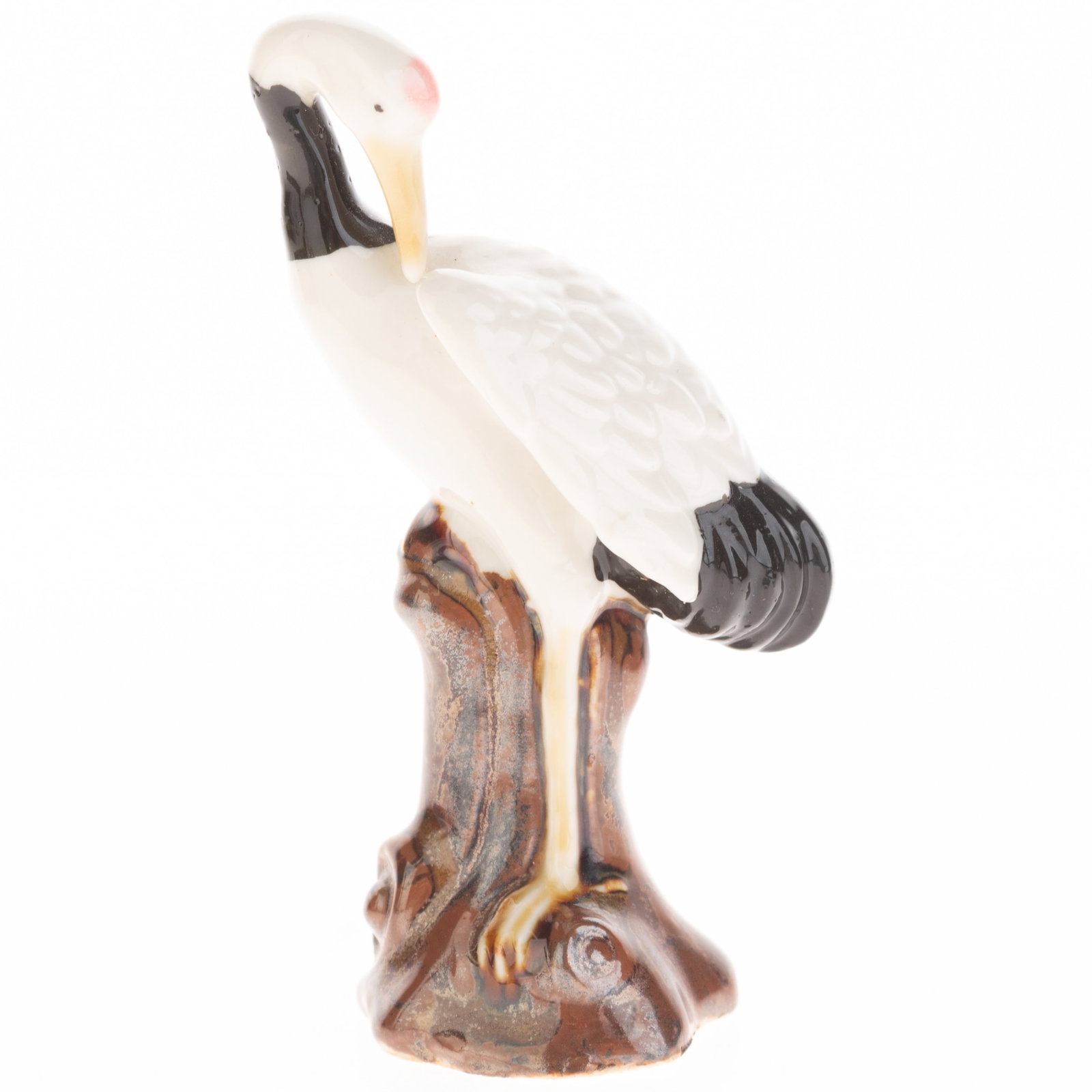 Vintage 1930'S Art Deco Hand Painted Porcelain Chinese Crane Figure: (Height: 9.0 cm, Width: 5.0 cm) It is the responsibility of the Buyer to carefully examine each lot and form their own judgment regarding its condition, description, provenance, and authenticity prior