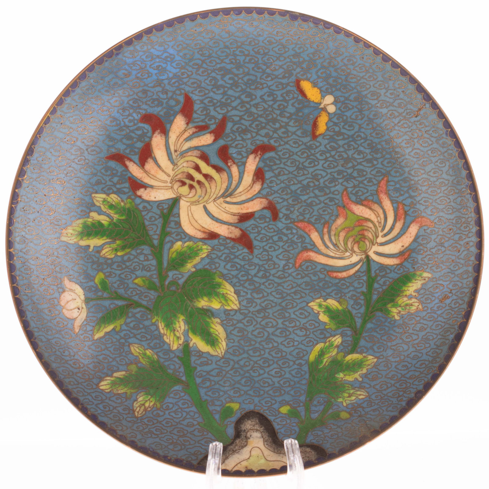 Antique Chinese Hand Enamelled Cloisonne Plate Early 20Th Century (1 of 5)