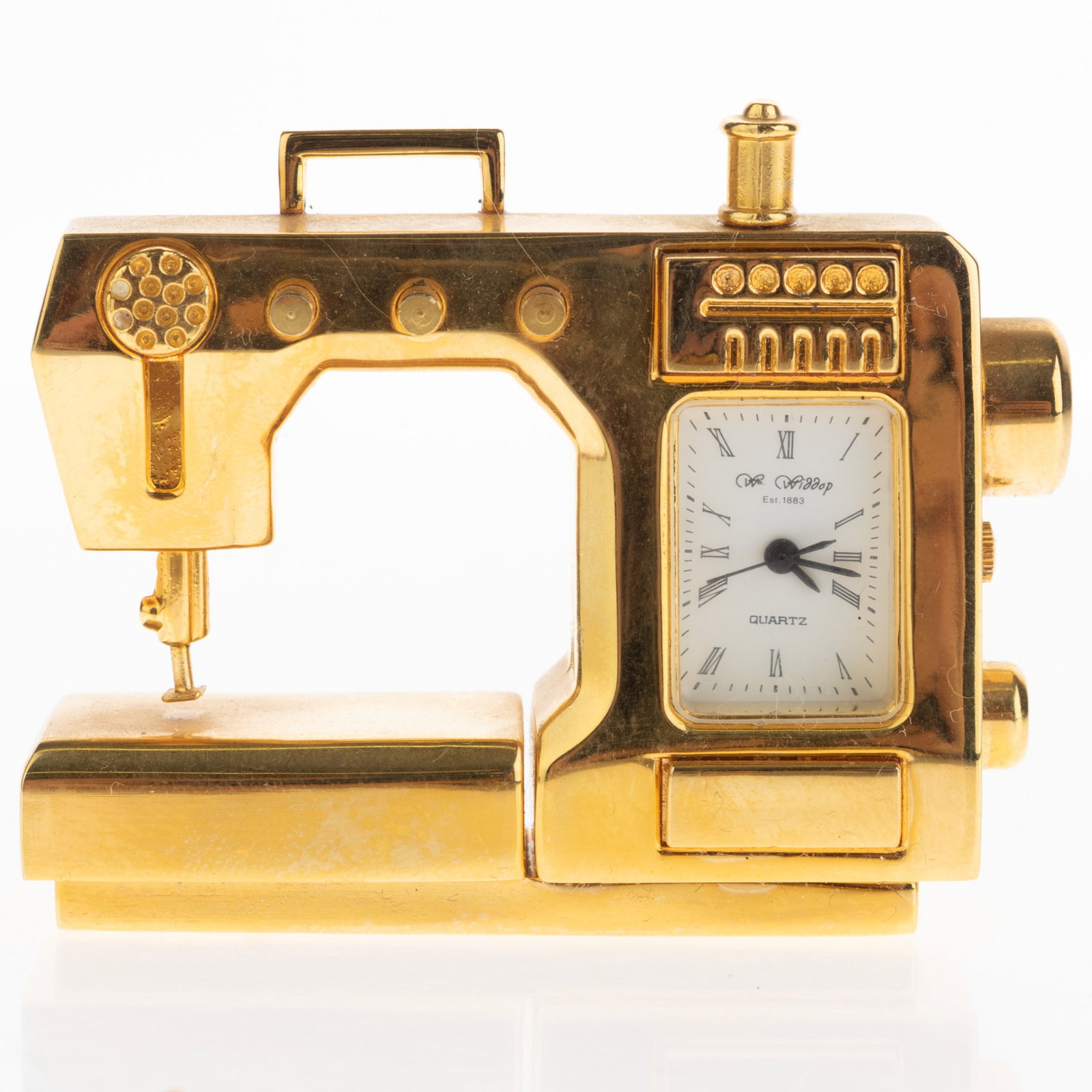 Vintage Novelty Gold Plated Sewing Machine Quartz Desk Clock (1 of 5)