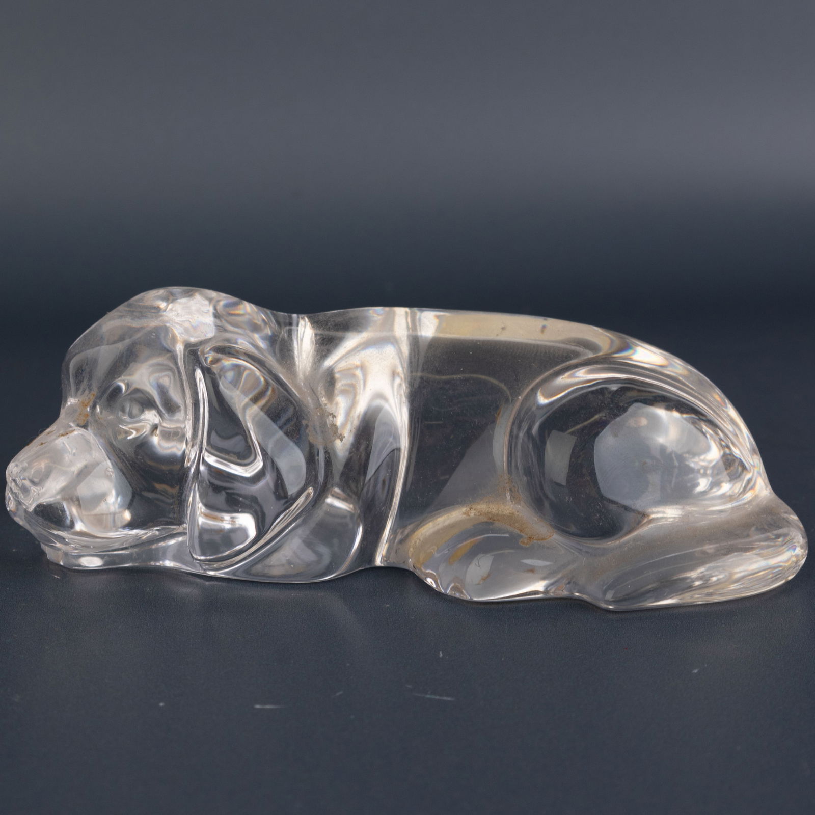 Vintage West German Crystal Glass Sculpture Of A Recumbent Dog (1 of 4)
