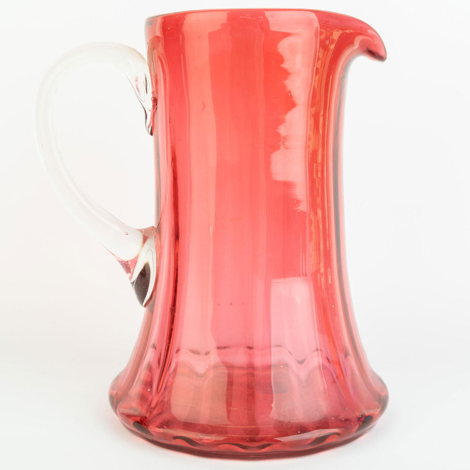 Antique Victorian Hand Blown Cranberry Glass Pitcher Jug 19Th Century (1 of 5)