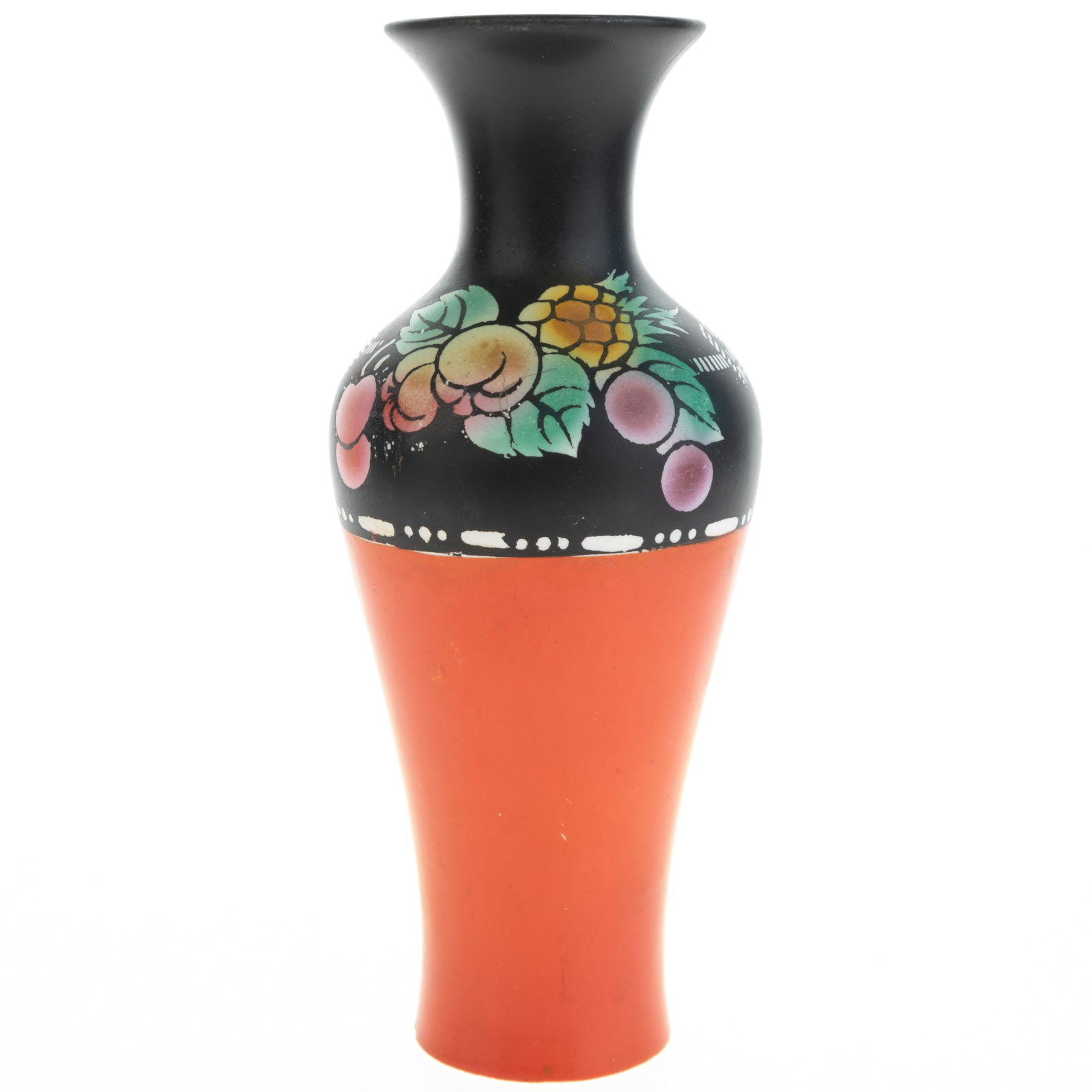 1930'S Art Deco Shelley Ceramic Pottery Orange & Black Fruit Pattern Vase (1 of 5)