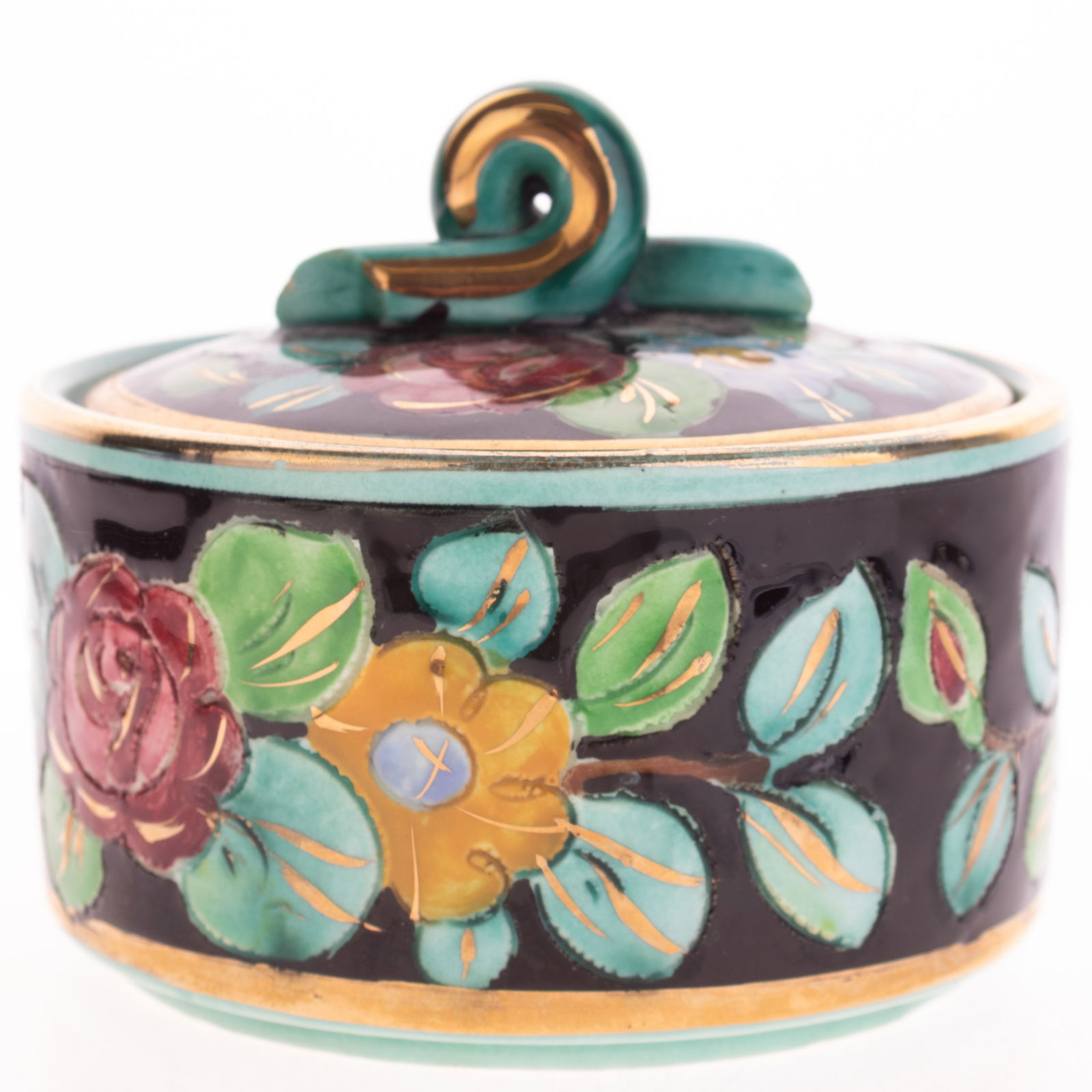 Mid Century Signed Hand Painted Majolica Earthenware Pottery Jar (1 of 5)