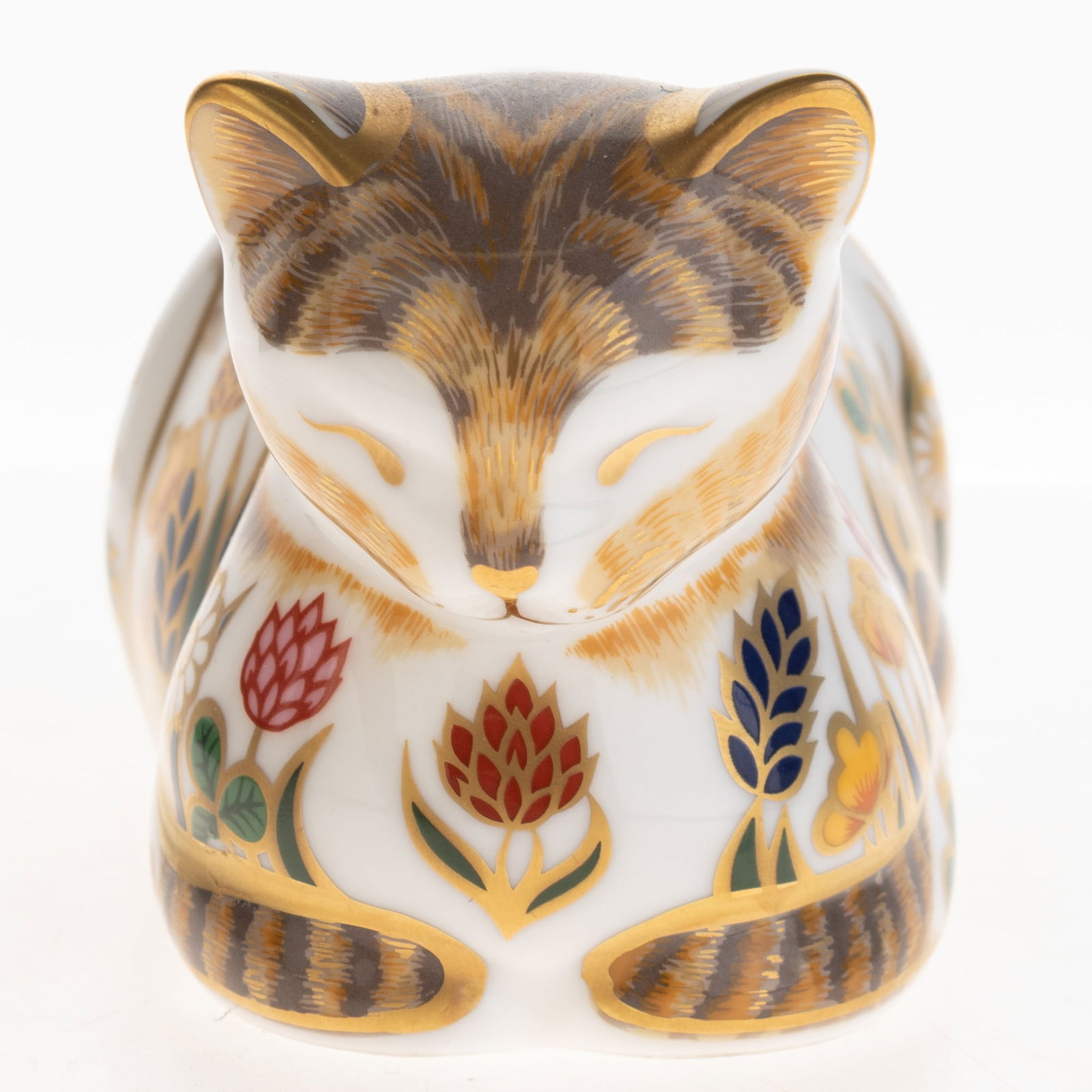 Signed Royal Crown Derby Fine Gilt Porcelain Cottage Garden Cat Paperweight Figurine (1 of 5)