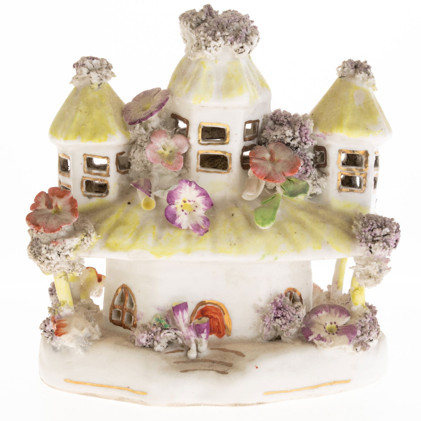 Antique Mid 19Th Century Hand Painted Staffordshire Pottery House Model (1 of 5)