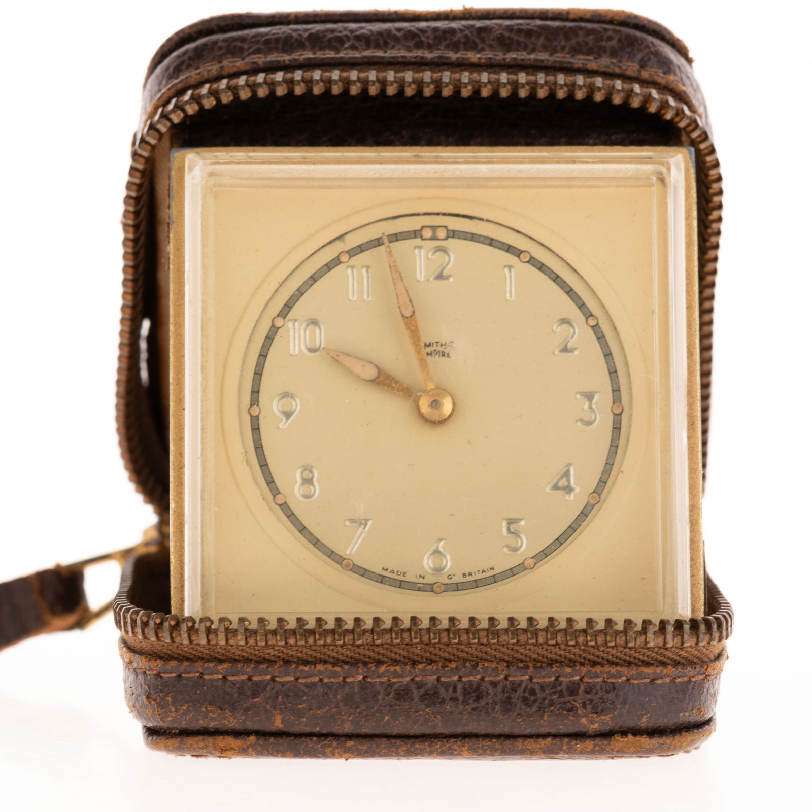 Mid Century Smiths Empire Travel Desk Clock In Leather Case (1 of 3)
