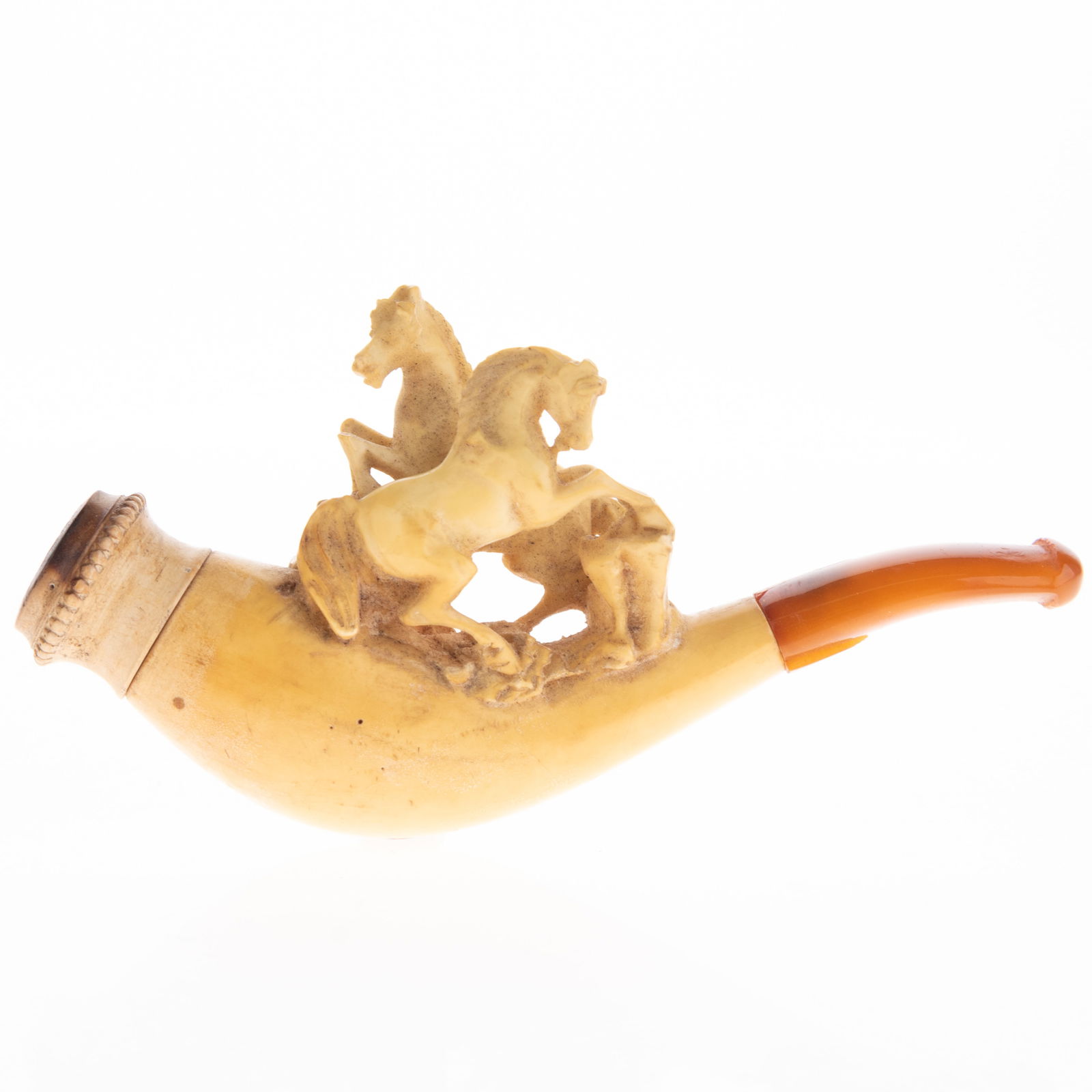 Antique Hand Carved Horses Meerschaum Pipe Late 19Th Century With Original Box (1 of 5)