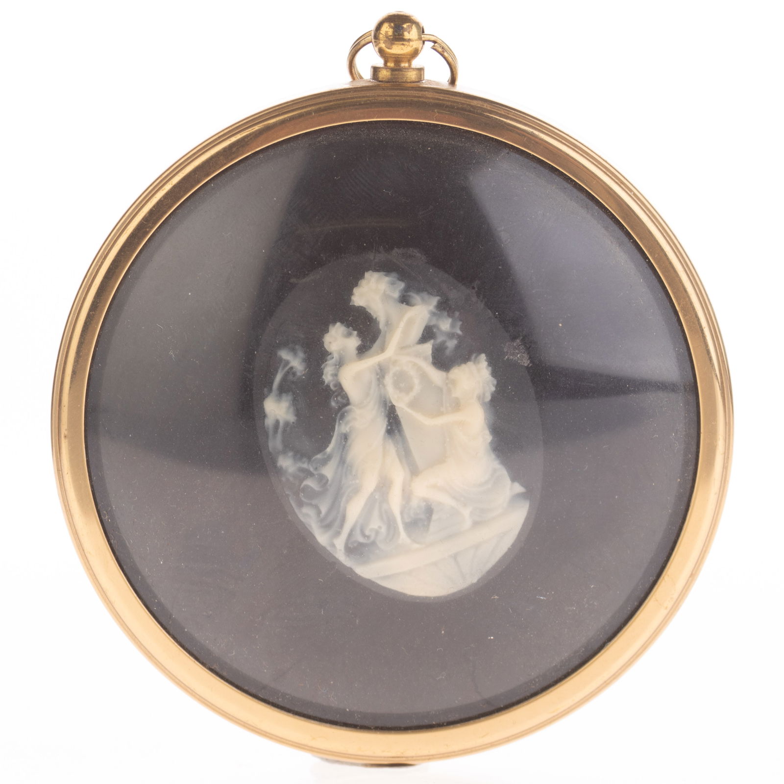 Antique Classical Dancers Framed Cameo: (Height: 8.0 cm, Width: 7.5 cm) It is the responsibility of the Buyer to carefully examine each lot and form their own judgment regarding its condition, description, provenance, and authenticity prior