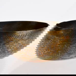 Antique Indo-Tibetan Engraved Brass Singing Bowl Early 20Th Century: It is the responsibility of the Buyer to carefully examine each lot and form their own judgment regarding its condition, description, provenance, and authenticity prior to making a purchase. We welcom
