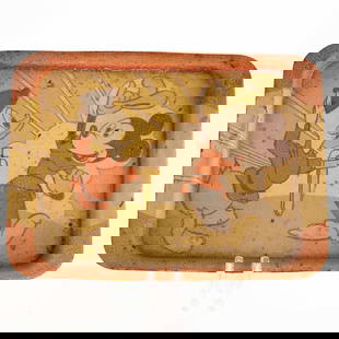 Vintage 1930'S Happynak Walt Disney Tinplate Tray Featuring Mickey Mouse & Donald Duck: It is the responsibility of the Buyer to carefully examine each lot and form their own judgment regarding its condition, description, provenance, and authenticity prior to making a purchase. We welcom