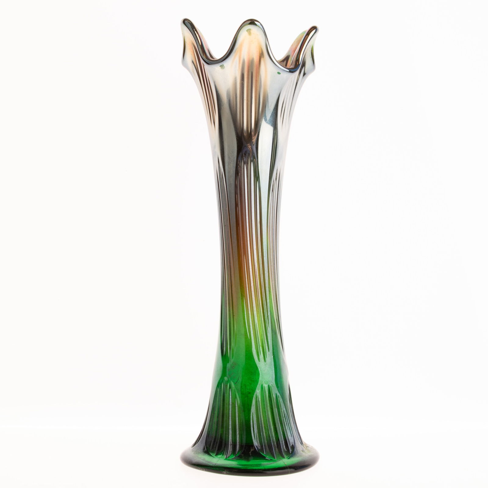 1930'S Art Deco Vintage Iridescent Fenton Carnival Glass Vase (1 of 6)